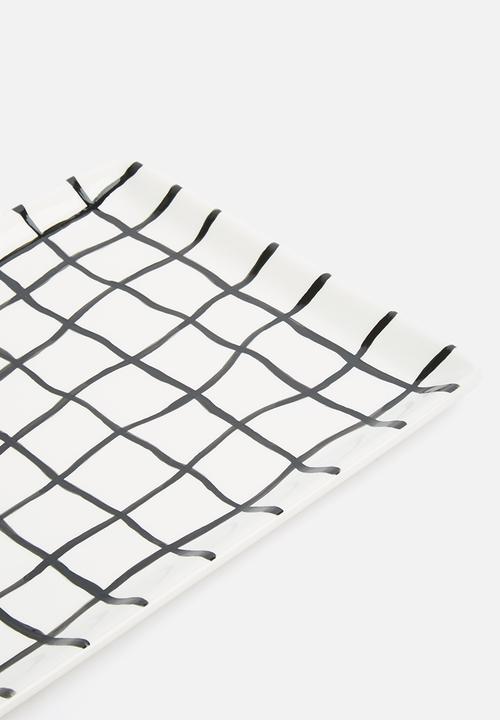 Urchin Art - Juxta grid platter - white & black