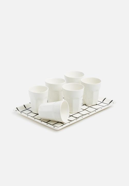 Urchin Art - Juxta grid platter - white & black