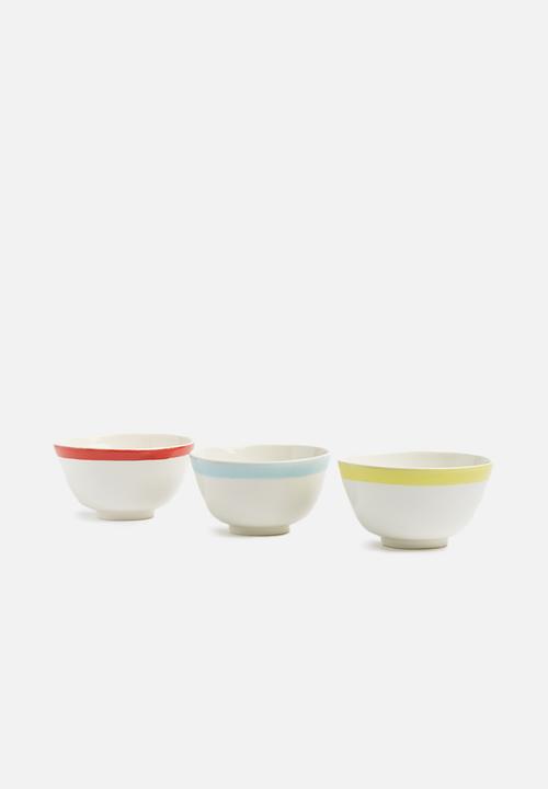 Urchin Art - Super normal snack bowl set of 3 - red, blue & yellow