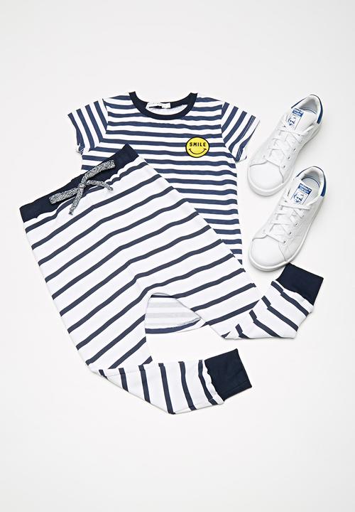 dailyfriday - Kids girls traveller pants - blue & white 