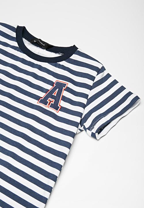 basicthread - Kids boys striped ringer tee - navy & white 