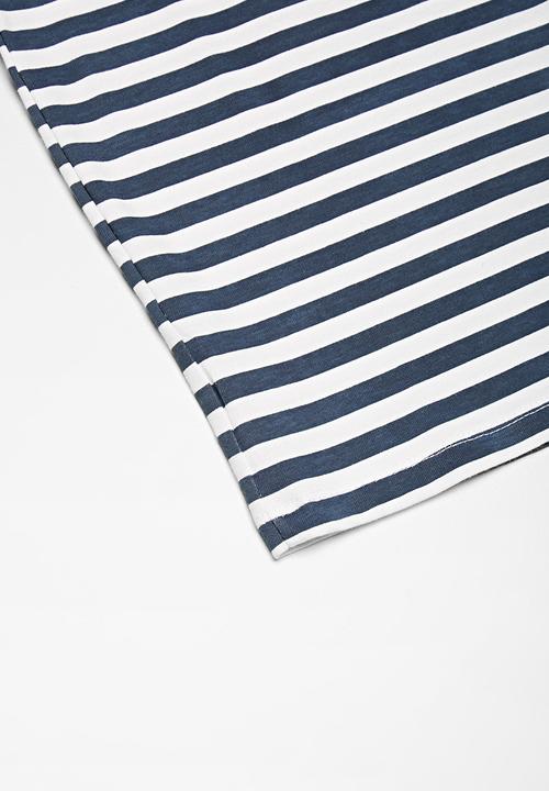 basicthread - Kids boys striped ringer tee - navy & white 