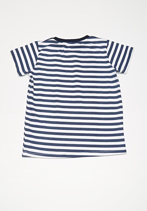 basicthread - Kids boys striped ringer tee - navy & white 