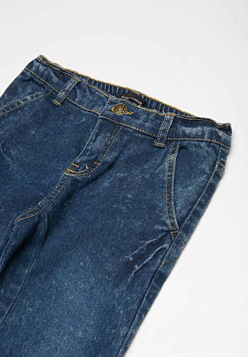 basicthread - Kids acid wash denim joggers - blue