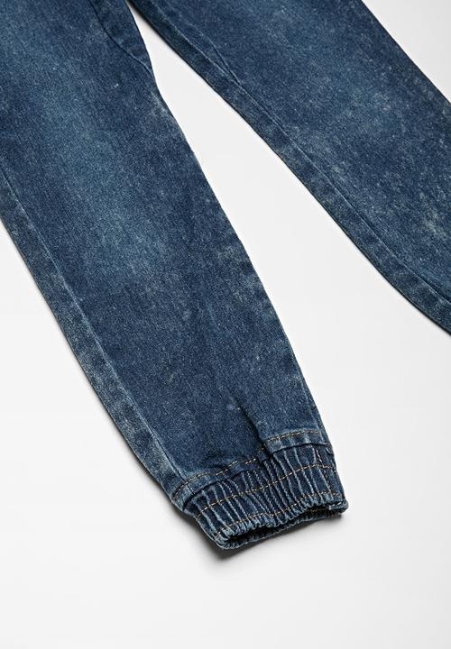 basicthread - Kids acid wash denim joggers - blue