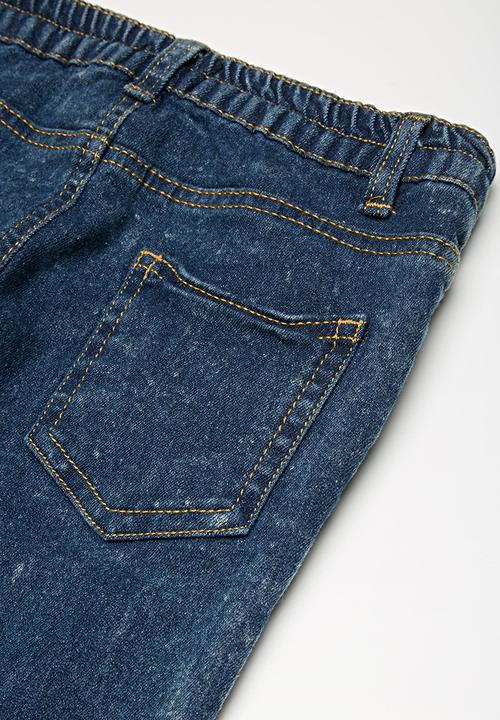 basicthread - Kids acid wash denim joggers - blue