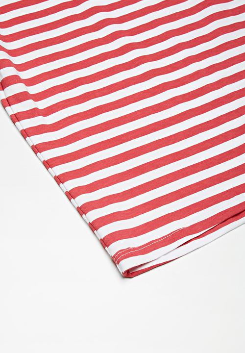 basicthread - Kids boys striped ringer tee - red & white 