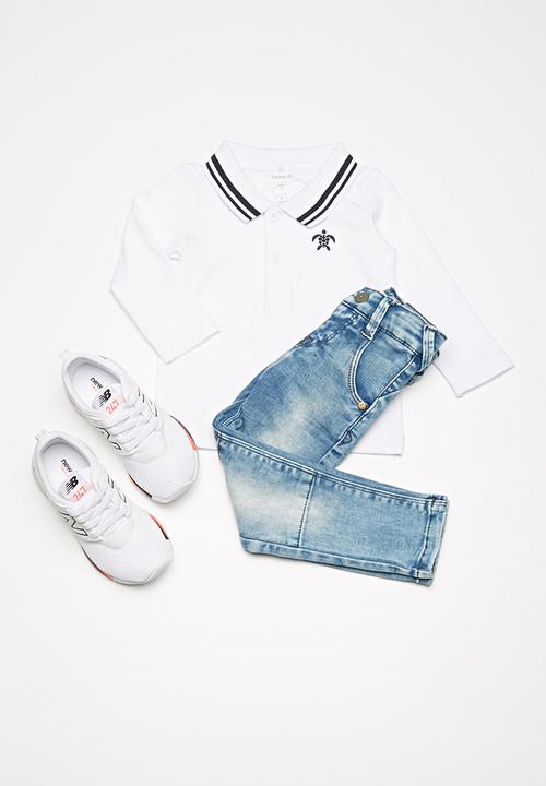 Name It - Kids boys long sleeve polo top - white