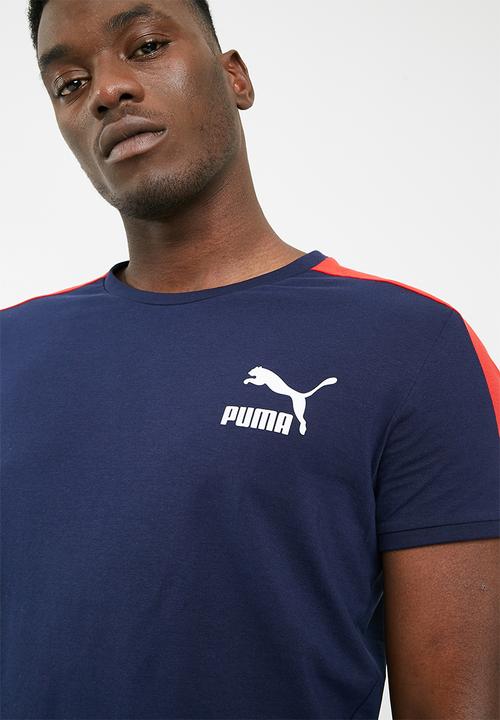 PUMA - Classics T7 slim tee - navy & red 