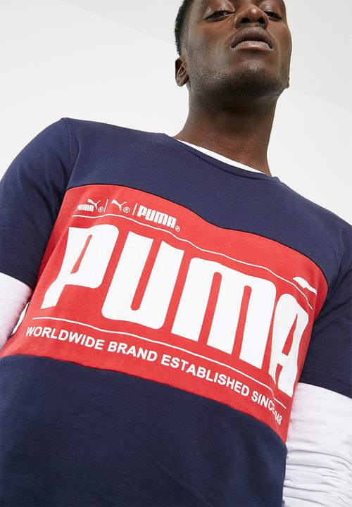 PUMA - Graphic logo block tee - navy 