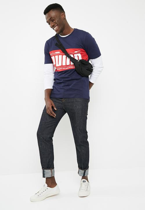 PUMA - Graphic logo block tee - navy 