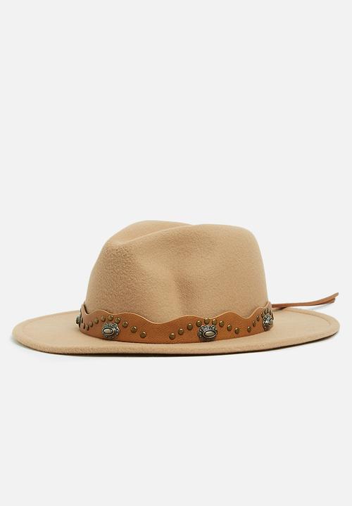 Missguided - Western fedora hat - tan 