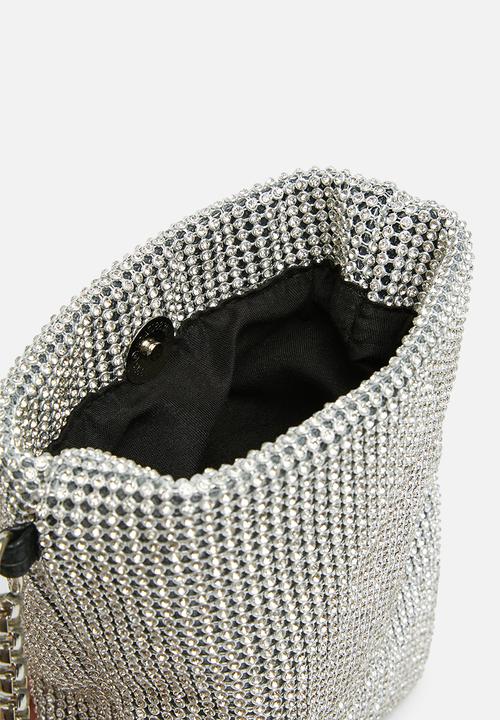 Missguided - Diamante glitter chainmail cross body bag - silver 