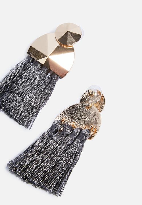 Superbalist - Tassel earrings - grey & gold 