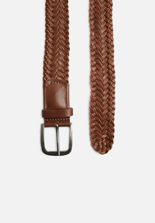 Superbalist - Matthew woven leather belt - brown