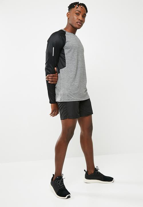 basicthread - Poly stretch panel tee - black & grey 