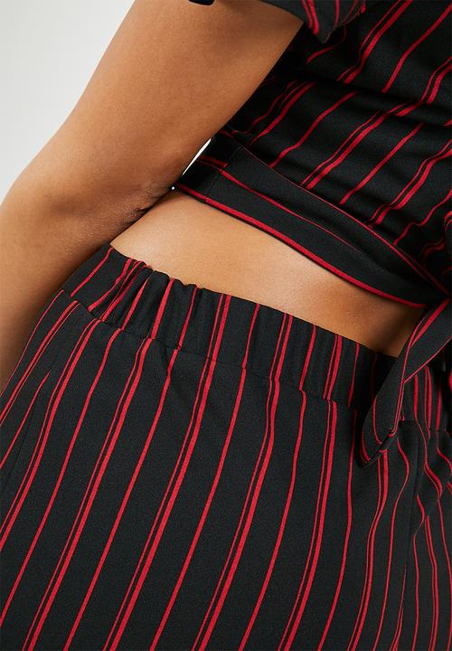 Superbalist - Wide leg knit culotte - black & red 