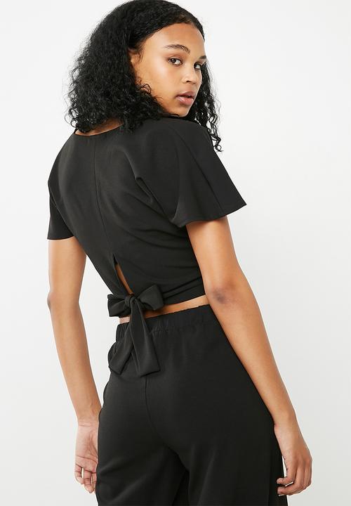 Superbalist - Knit wrap top - black 
