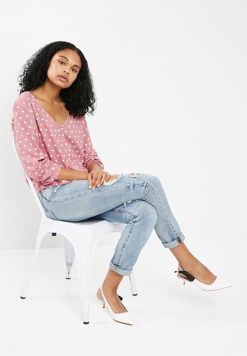 Superbalist - Soft V-neck button front shirt - pink 