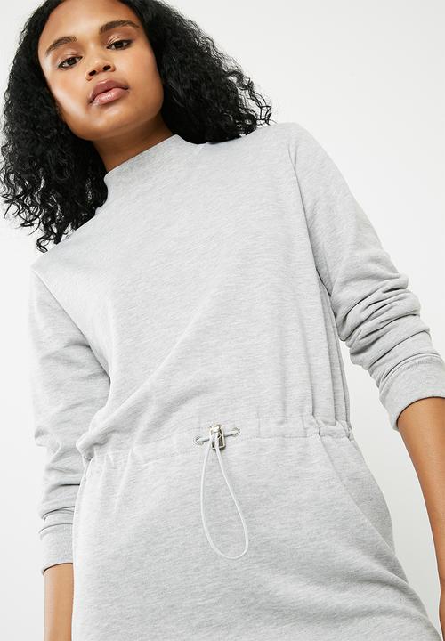 Superbalist - Turtle neck drawstring midi dress - grey