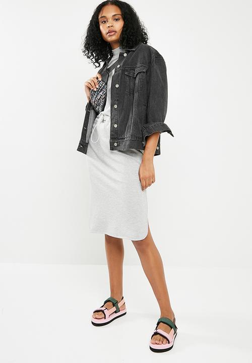 Superbalist - Turtle neck drawstring midi dress - grey