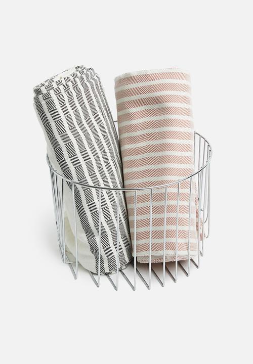 Present Time - Lines basket set - chrome