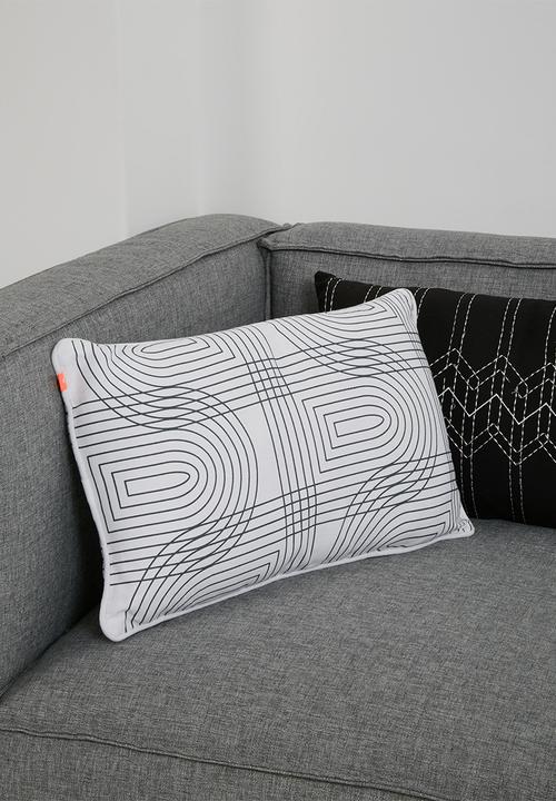 Present Time - Retro grid cushion - white