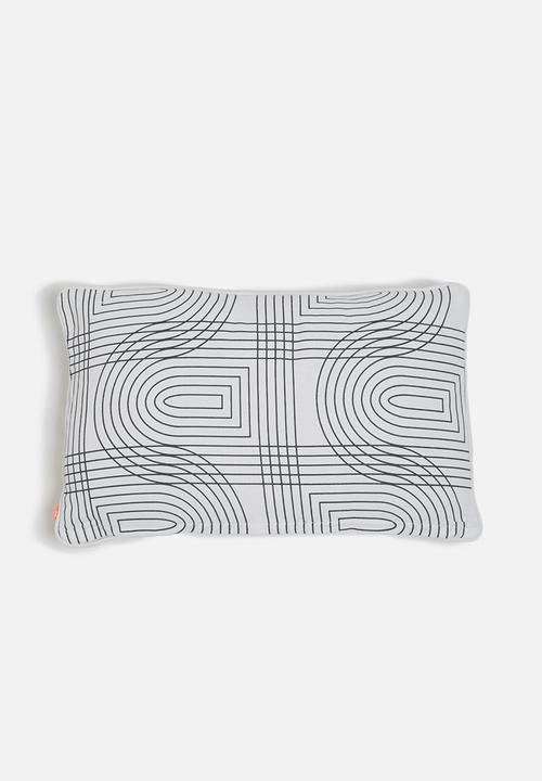 Present Time - Retro grid cushion - white