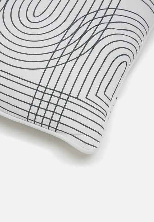 Present Time - Retro grid cushion - white
