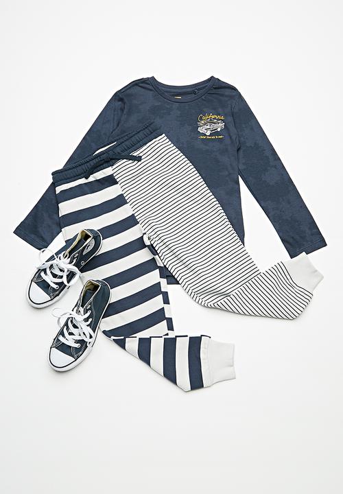 Cotton On - Kids Lewis track pants - navy & white