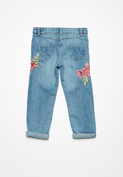 MINOTI - Kids girls cropped roll up denim jeans - blue 