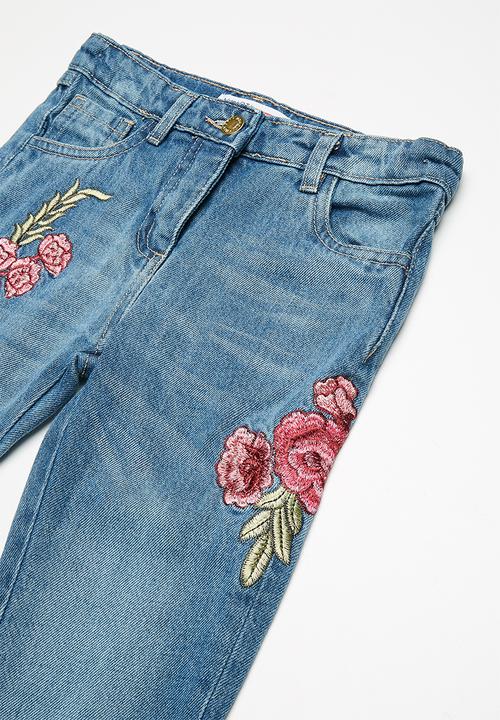 MINOTI - Kids girls cropped roll up denim jeans - blue 