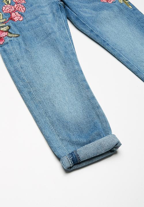 MINOTI - Kids girls cropped roll up denim jeans - blue 