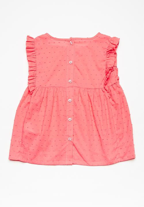 MINOTI - Kids girls woven smock top - pink 