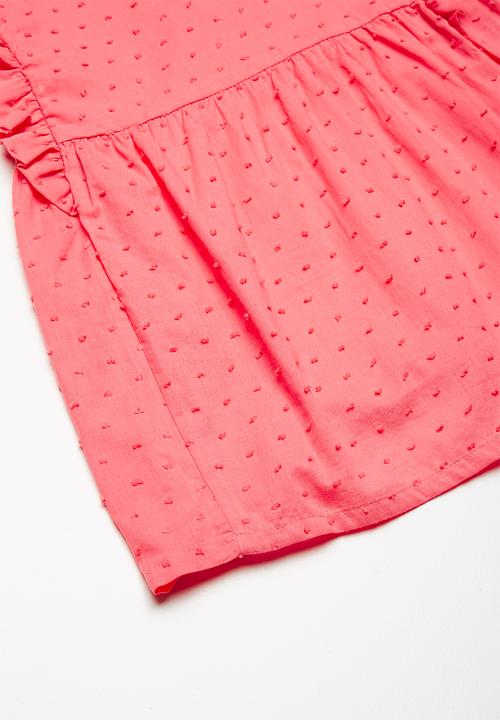 MINOTI - Kids girls woven smock top - pink 