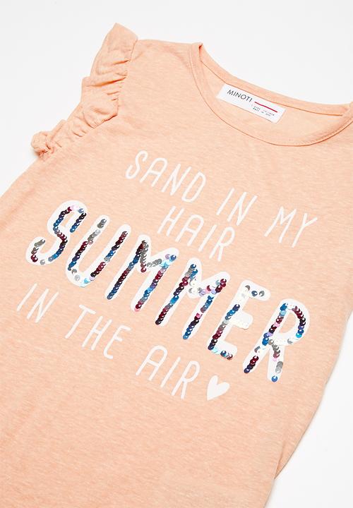MINOTI - Kids girls summer sequin top - peach 