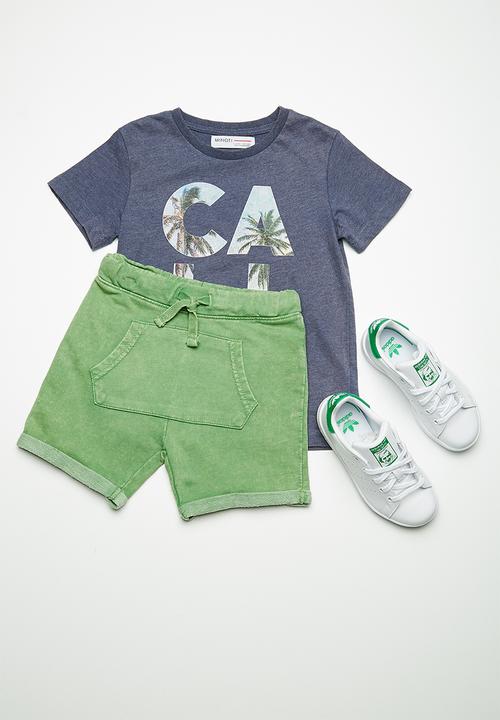 MINOTI - Kids boys washe fleece shorts - lime 