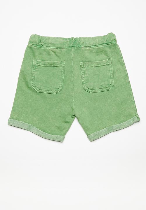 MINOTI - Kids boys washe fleece shorts - lime 