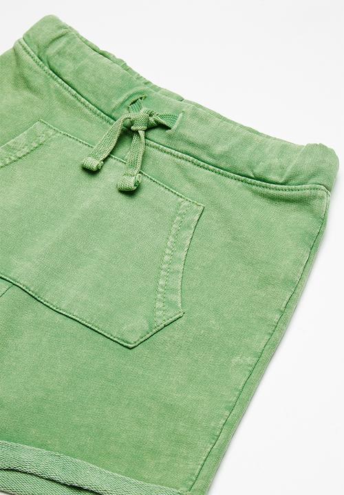 MINOTI - Kids boys washe fleece shorts - lime 