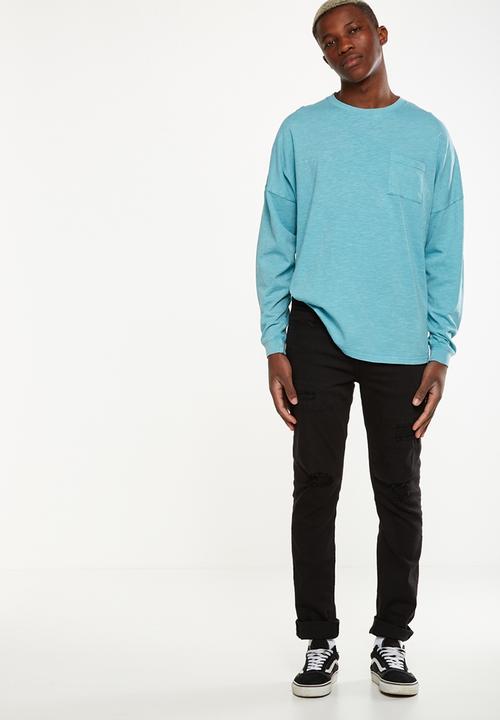 Cotton On - Drop shoulder long sleeve tee - blue 