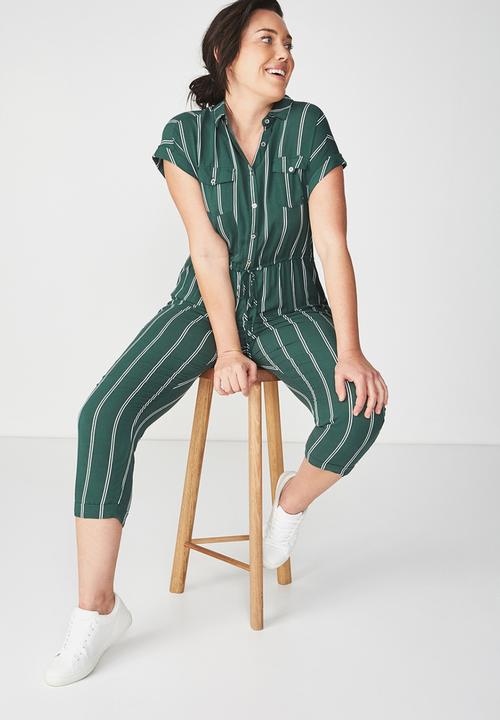 white and green jumpsuit