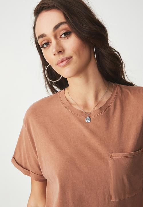 Cotton On - Boyfriend pocket tee - tan 