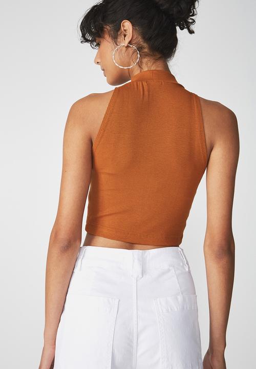 Cotton On - Sleeveless mock neck tank - tan 