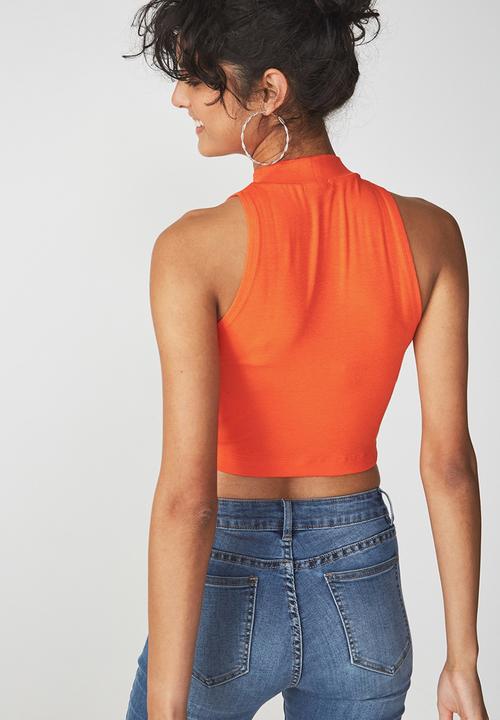 Cotton On - Sleeveless mock neck tank -  orange 