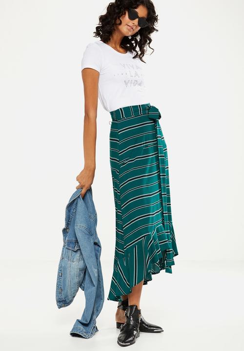 Cotton On - Woven Carlette maxi skirt - green & black