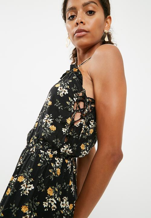 New Look - Carrie lattice side jumpsuit - black 