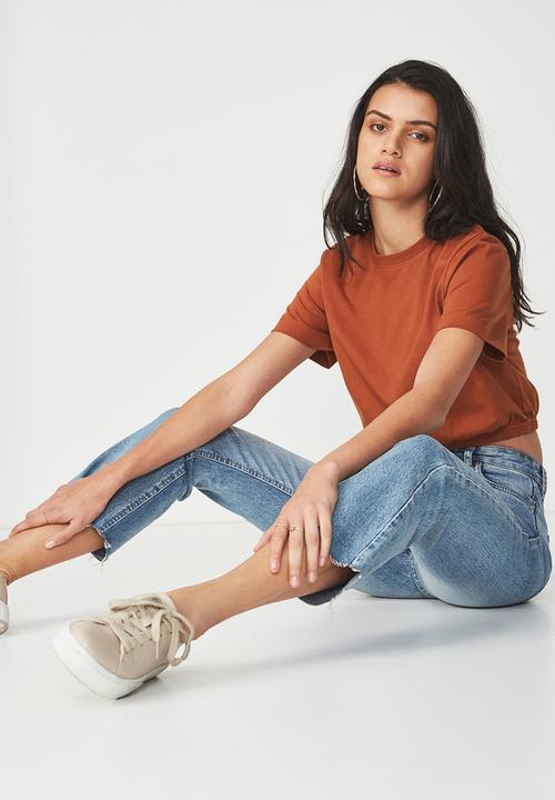 Cotton On - Ivy short sleeve waisted top - tan