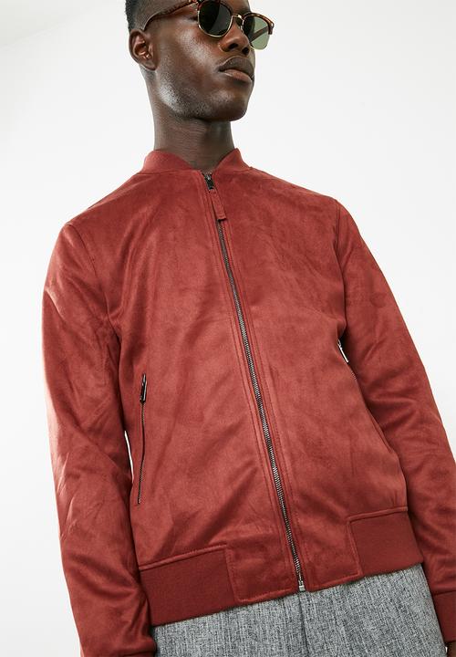 New Look - Suede bomber - red 