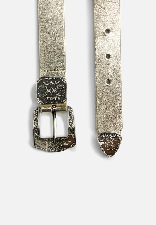 Missguided - Western double buckle belt - gold 