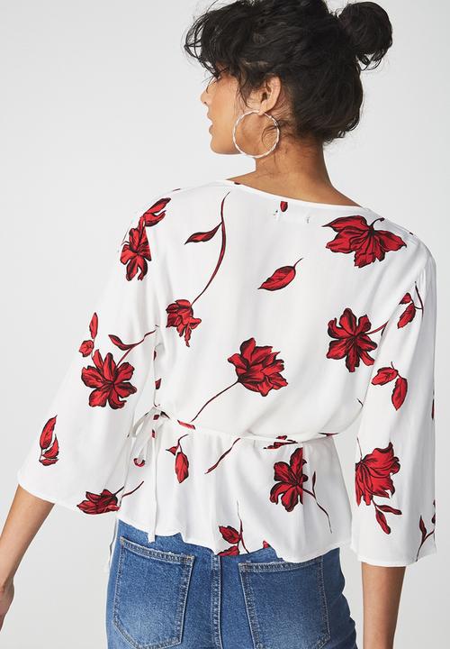 Cotton On - Peplum wrap blouse - red 